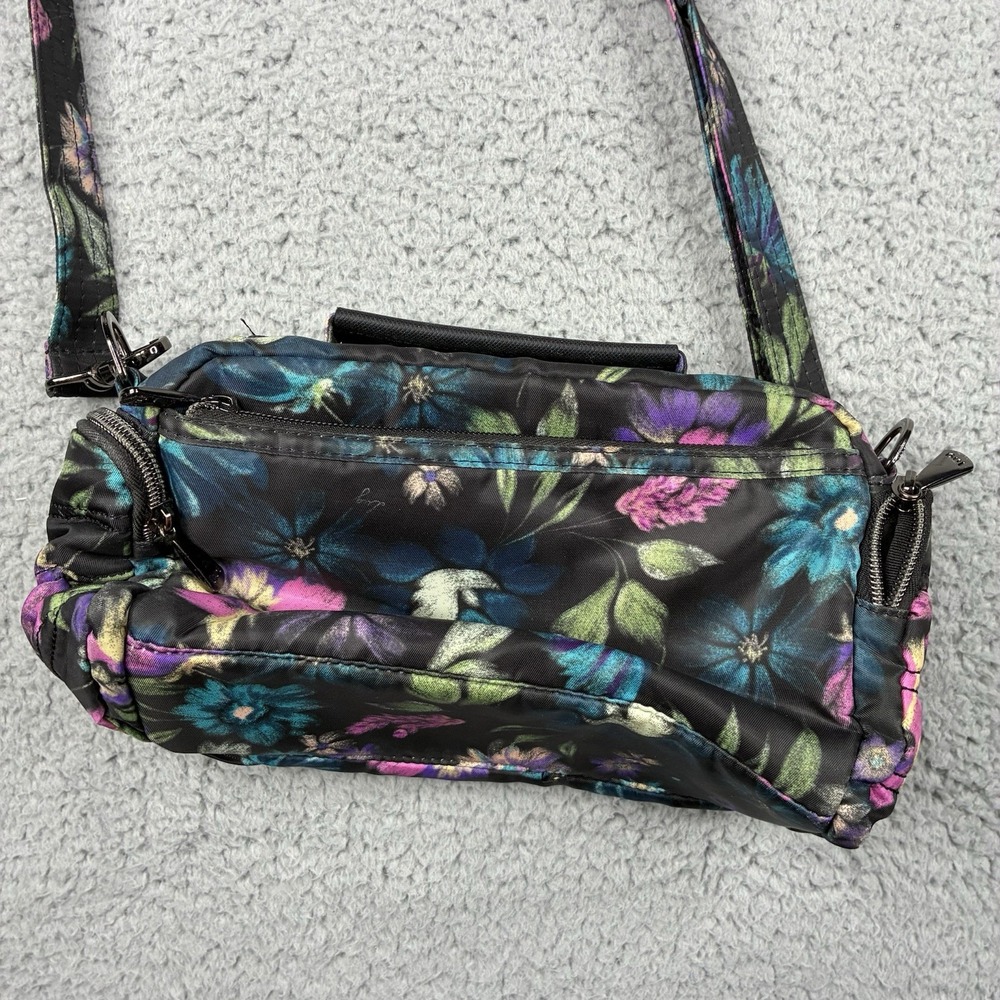 Lug Trolley Crossbody Purse Bag Black Floral Bloom Print Convertible - Picture 4 of 12